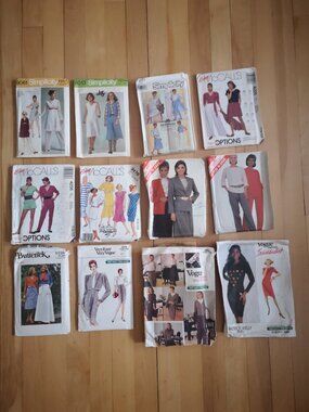 Vintage Lot of 12 Clothing Sewing Uncut Patterns with Various Sizes & Styles
